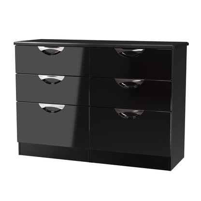 Camden Large Chest of Drawers Black 6 Drawers 112cm