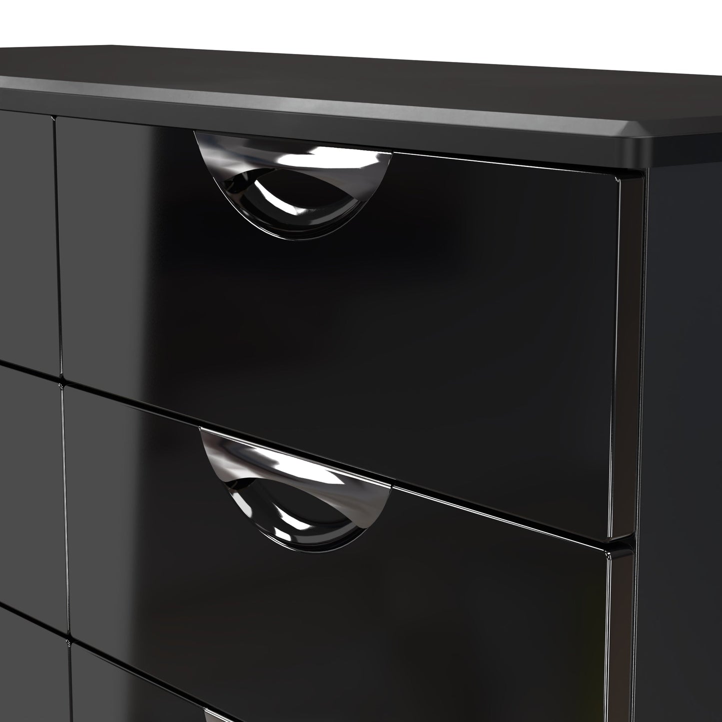 Camden Large Chest of Drawers Black 6 Drawers 112cm