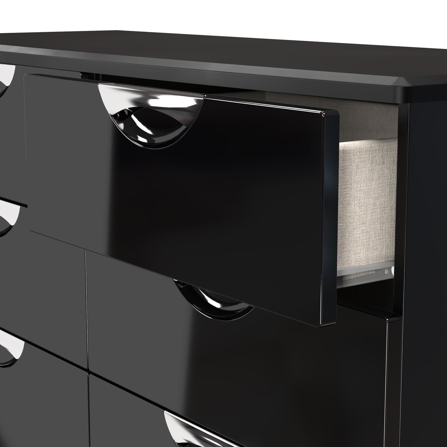 Camden Large Chest of Drawers Black 6 Drawers 112cm