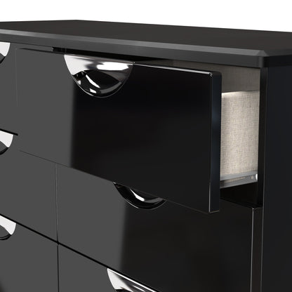 Camden Large Chest of Drawers Black 6 Drawers 112cm
