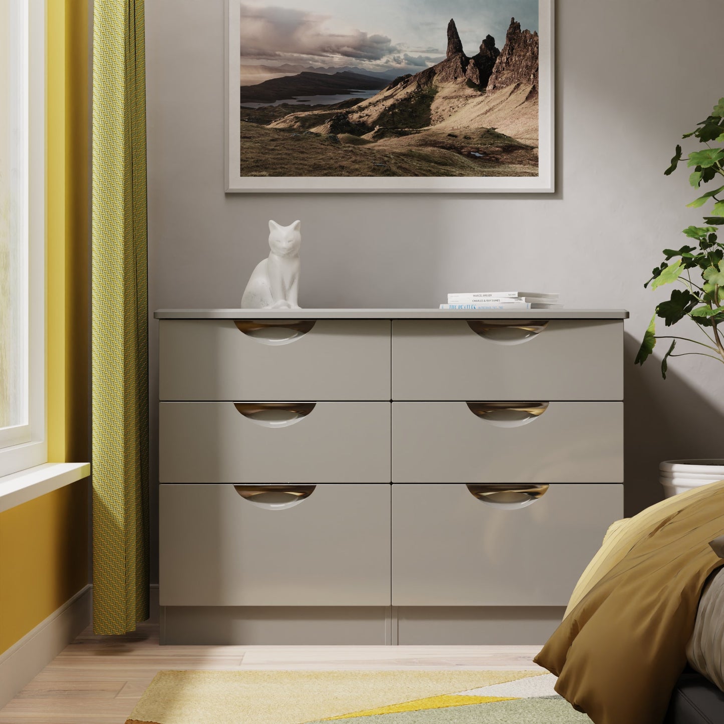 Camden Large Chest of Drawers Grey 6 Drawers 112cm