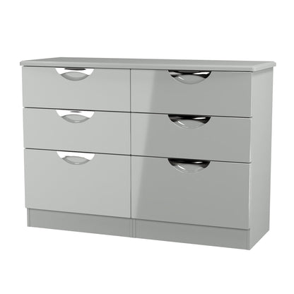 Camden Large Chest of Drawers Grey 6 Drawers 112cm