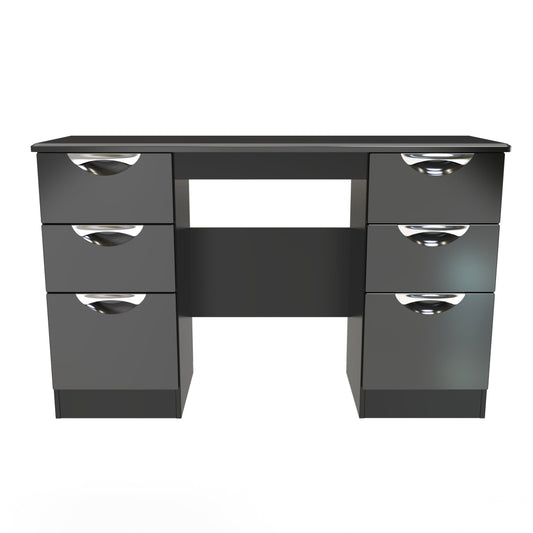 Camden Desk Black 6 Drawers 128cm