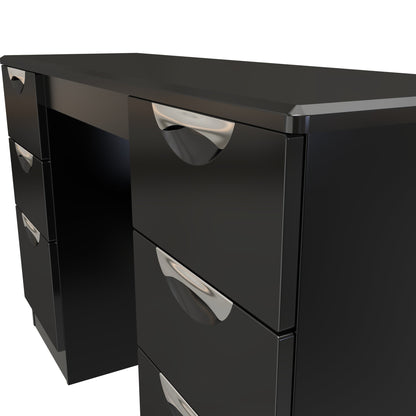 Camden Desk Black 6 Drawers 128cm