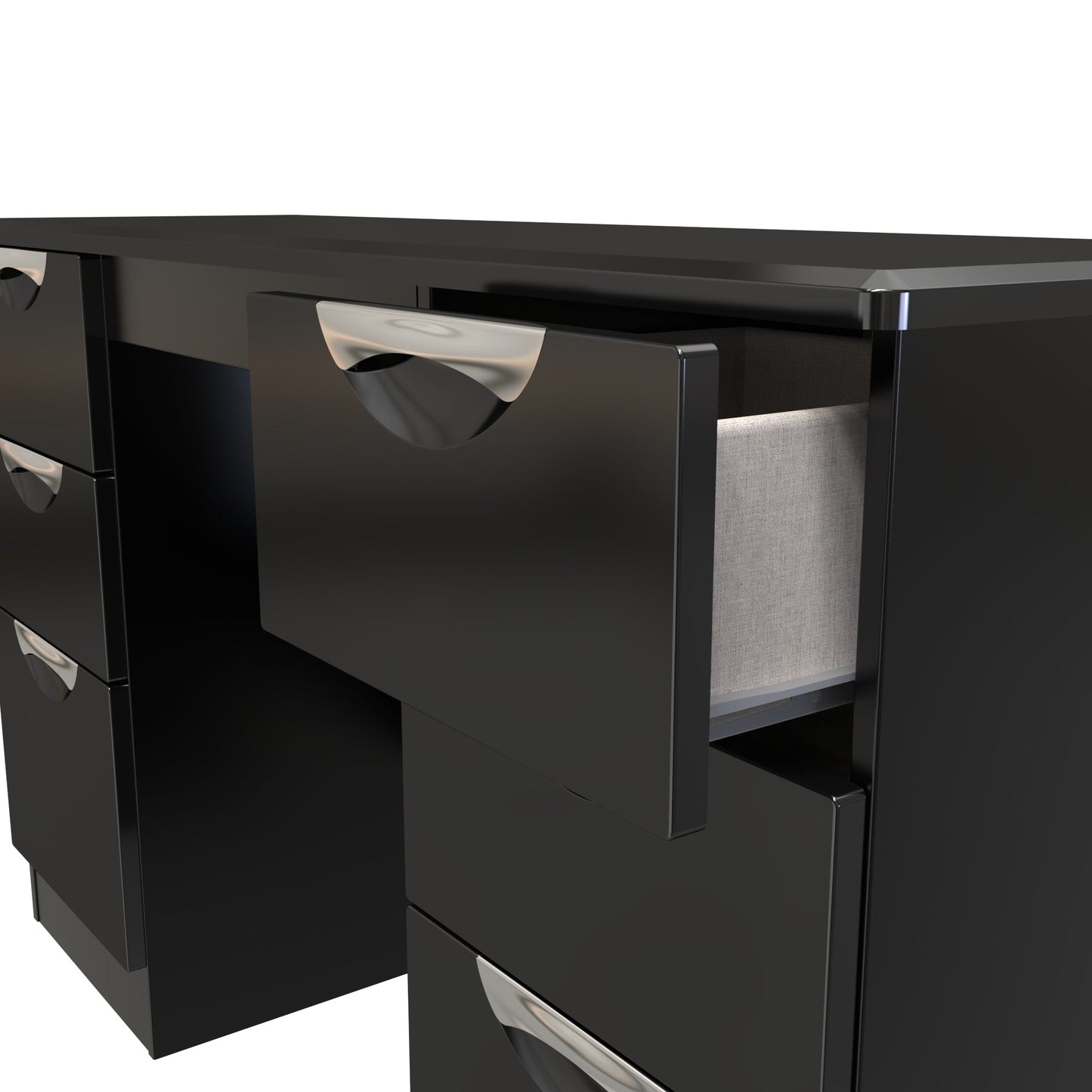 Camden Desk Black 6 Drawers 128cm