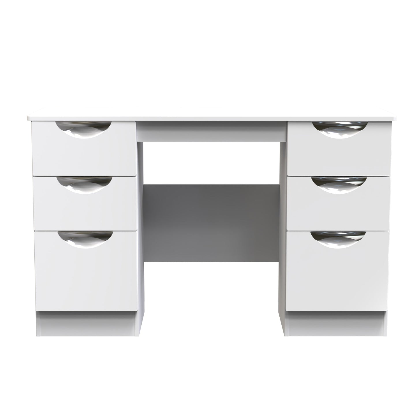 Camden Desk White 6 Drawers 128cm