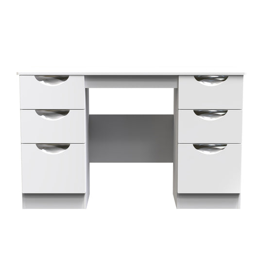 Camden Desk White 6 Drawers 128cm