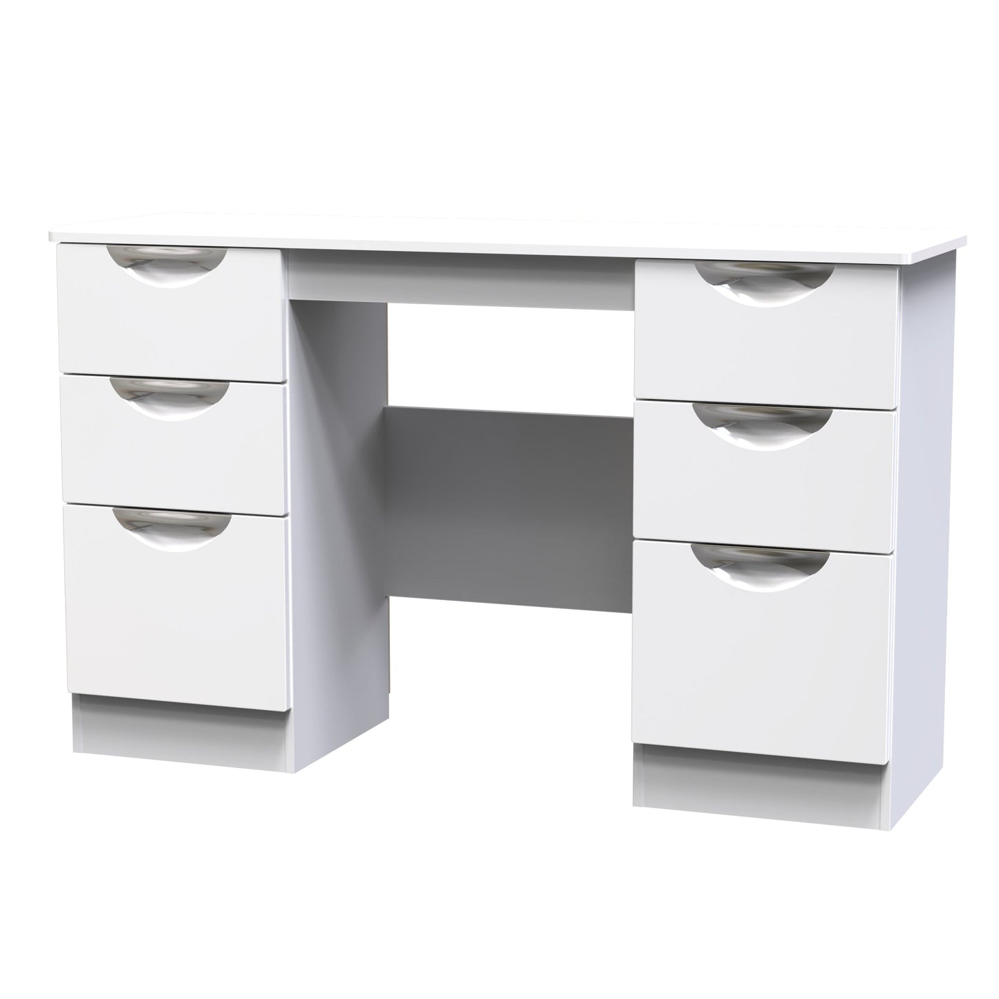 Camden Desk White 6 Drawers 128cm
