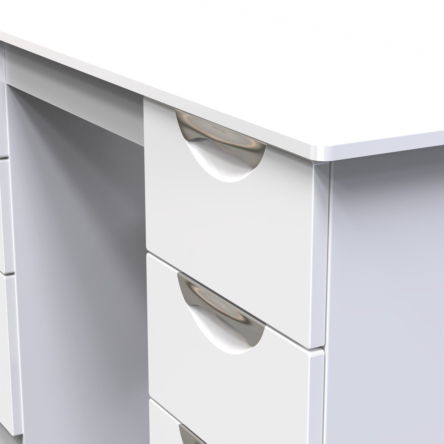 Camden Desk White 6 Drawers 128cm