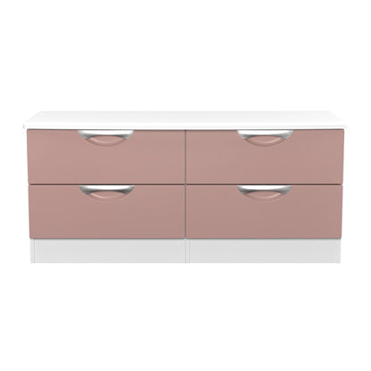 Camden Large Chest of Drawers Pink & White 4 Drawers 112cm