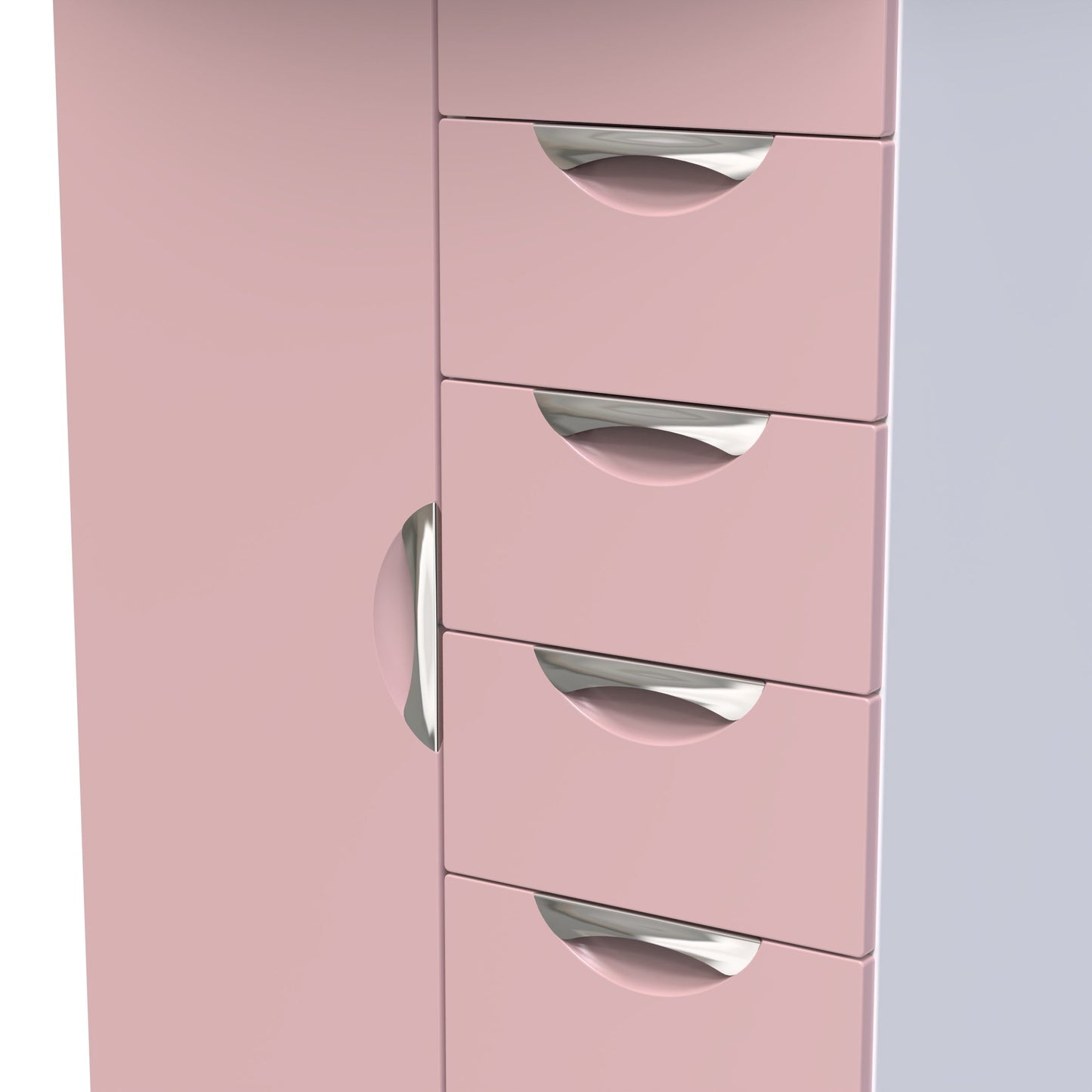 Camden Tall Wardrobe Pink & White 1 Door 1 Shelf 5 Drawers 126cm