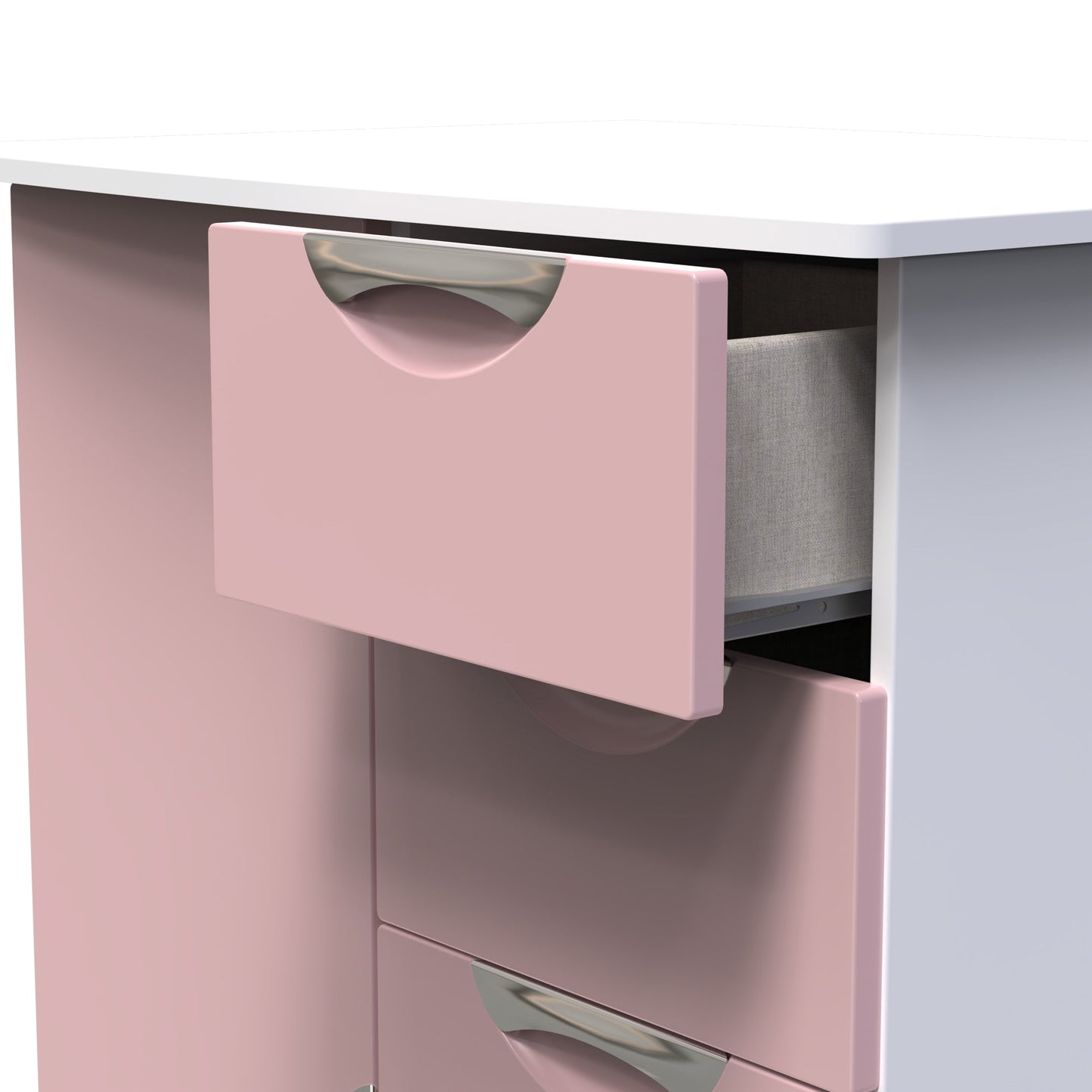 Camden Tall Wardrobe Pink & White 1 Door 1 Shelf 5 Drawers 126cm