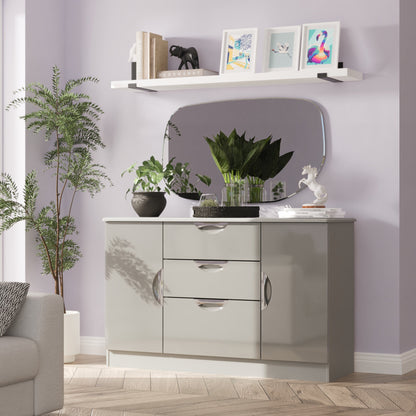 Camden Large Sideboard Grey 2 Doors 2 Shelves 3 Drawers 128cm
