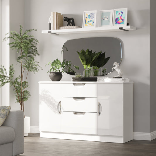 Camden Large Sideboard White 2 Doors 3 Drawers 128cm