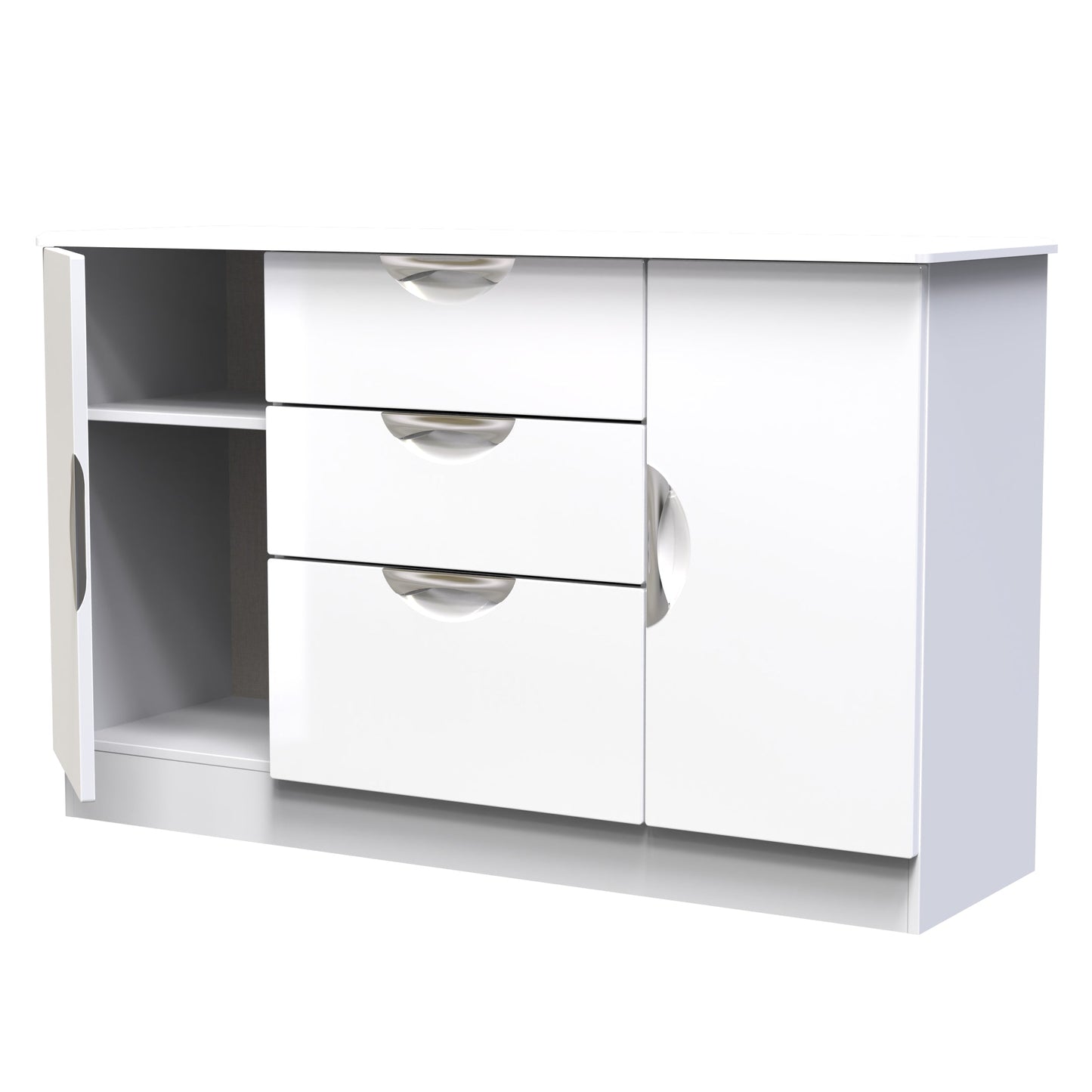 Camden Large Sideboard White 2 Doors 3 Drawers 128cm