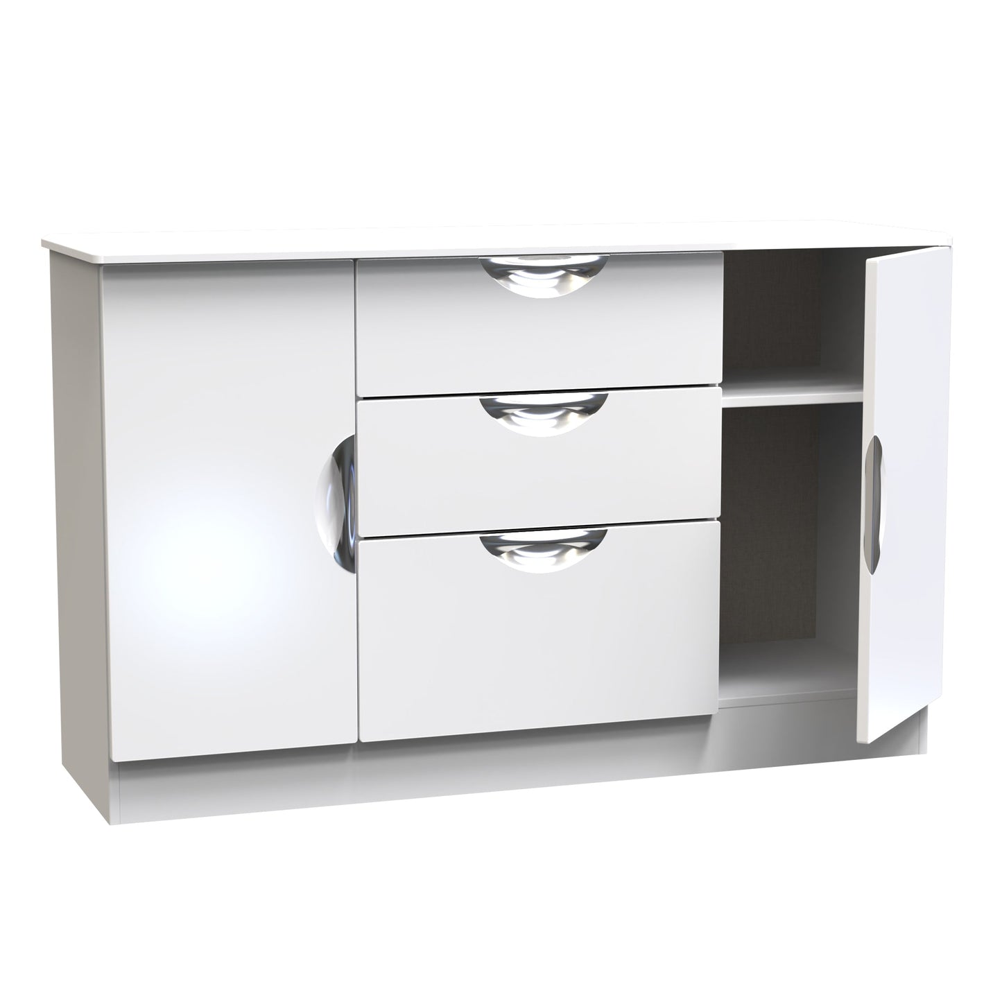 Camden Large Sideboard White 2 Doors 3 Drawers 128cm