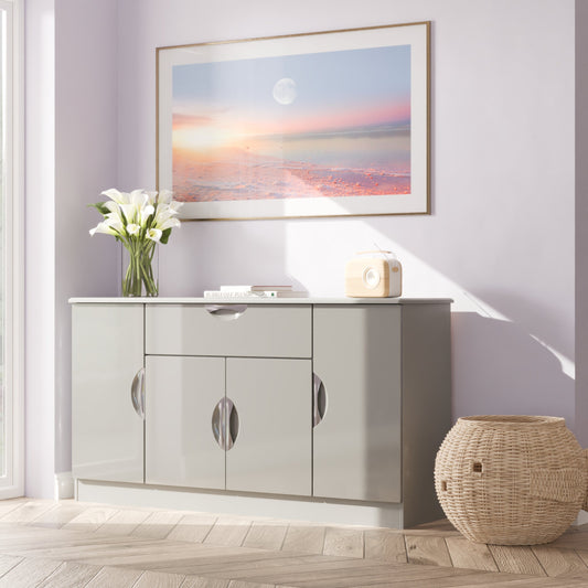 Camden Large Sideboard Grey 4 Doors 3 Shelves 1 Drawer 146cm