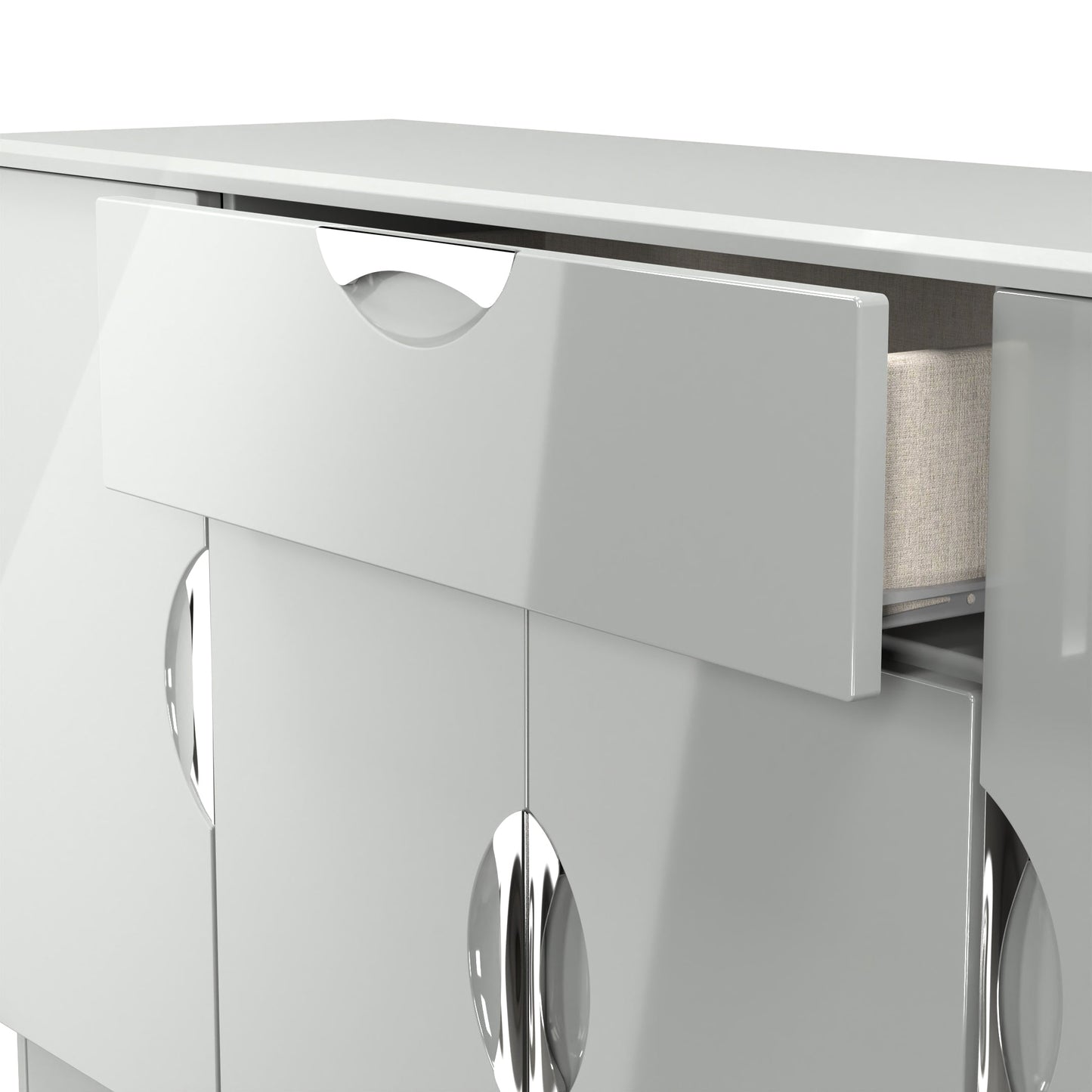 Camden Large Sideboard Grey 4 Doors 3 Shelves 1 Drawer 146cm