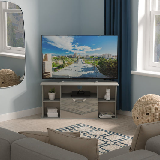 Camden Corner Corner TV Unit Grey 5 Shelves 1 Drawer 112cm