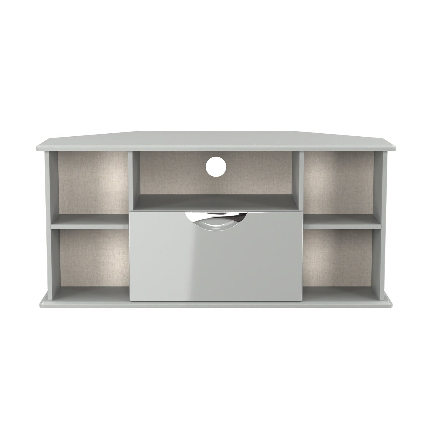 Camden Corner Corner TV Unit Grey 5 Shelves 1 Drawer 112cm