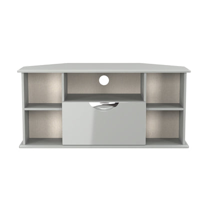 Camden Corner Corner TV Unit Grey 5 Shelves 1 Drawer 112cm