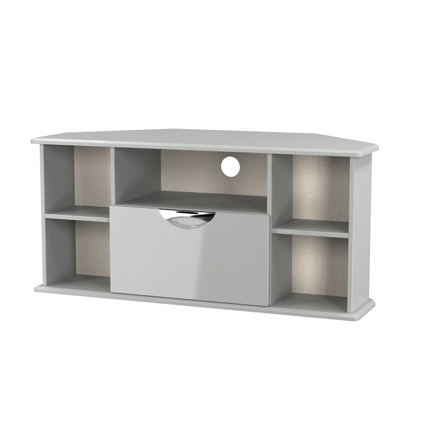 Camden Corner Corner TV Unit Grey 5 Shelves 1 Drawer 112cm