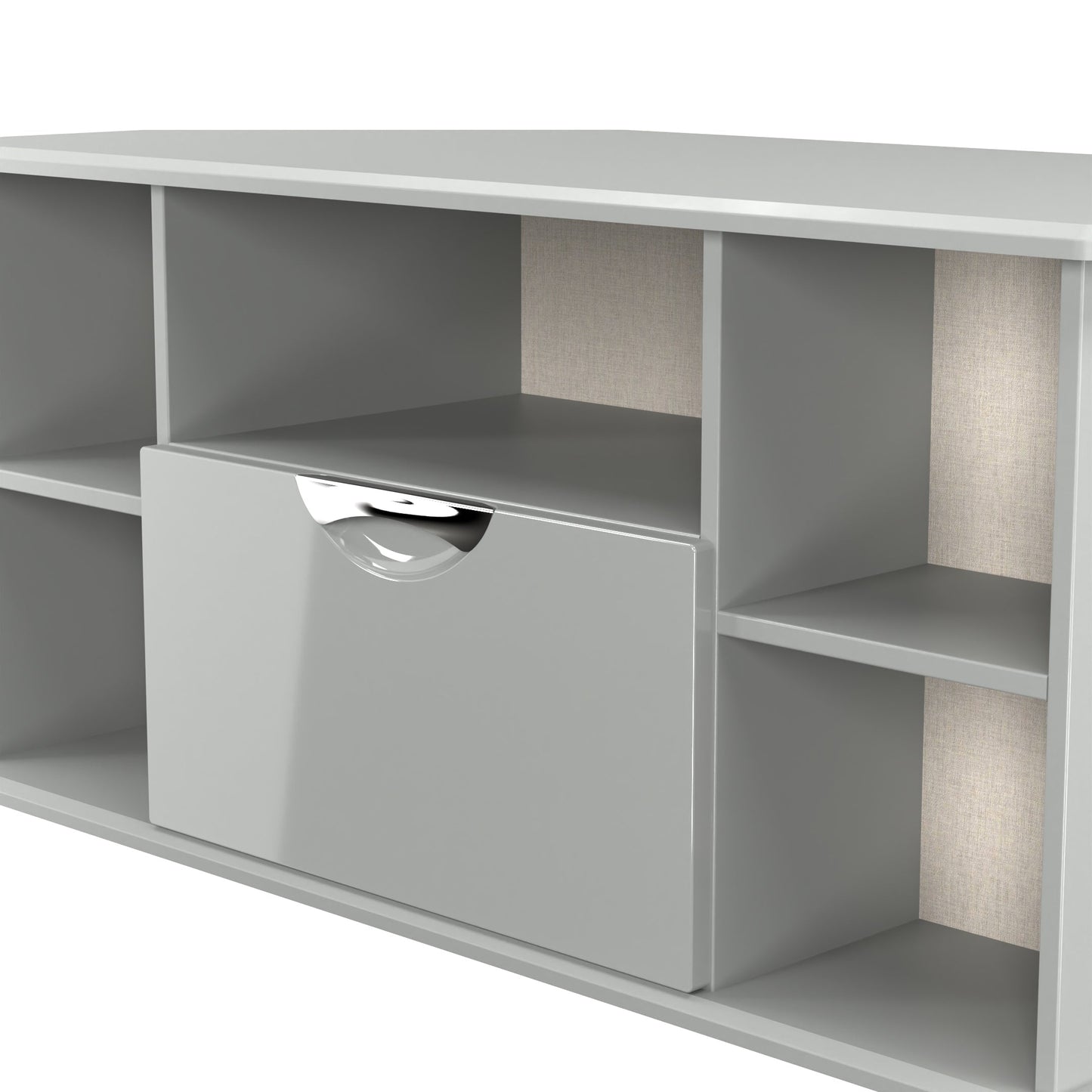 Camden Corner Corner TV Unit Grey 5 Shelves 1 Drawer 112cm