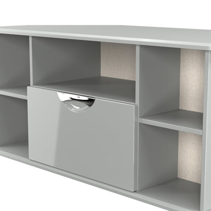 Camden Corner Corner TV Unit Grey 5 Shelves 1 Drawer 112cm