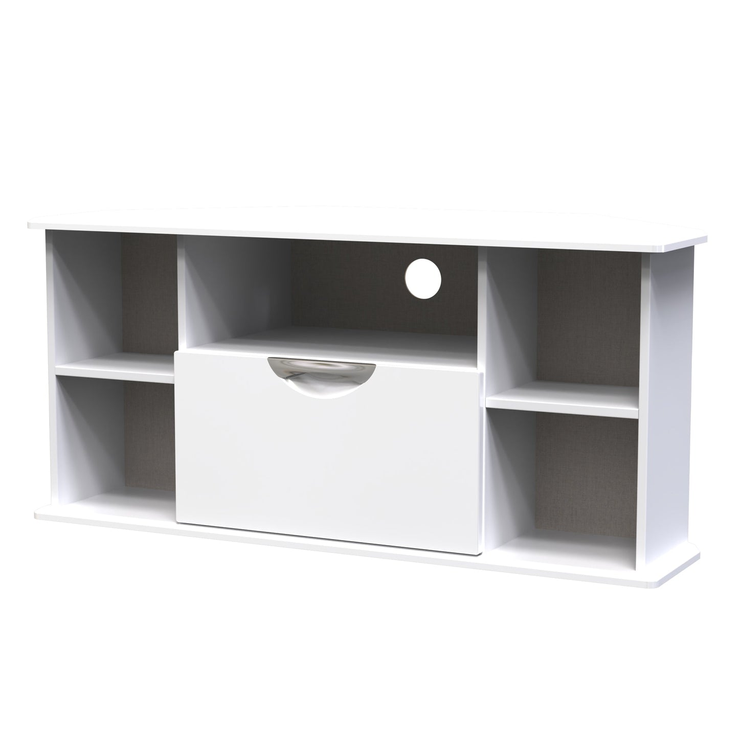 Camden Corner TV Unit White 5 Shelves 1 Drawer 112cm
