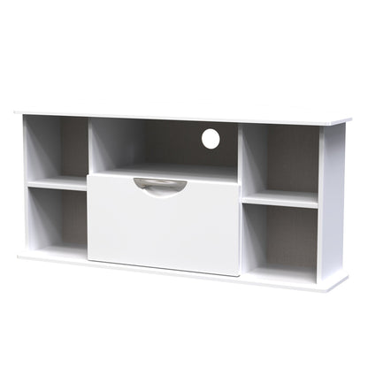 Camden Corner TV Unit White 5 Shelves 1 Drawer 112cm