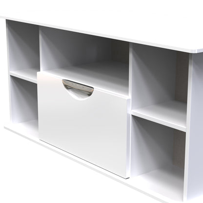 Camden Corner TV Unit White 5 Shelves 1 Drawer 112cm