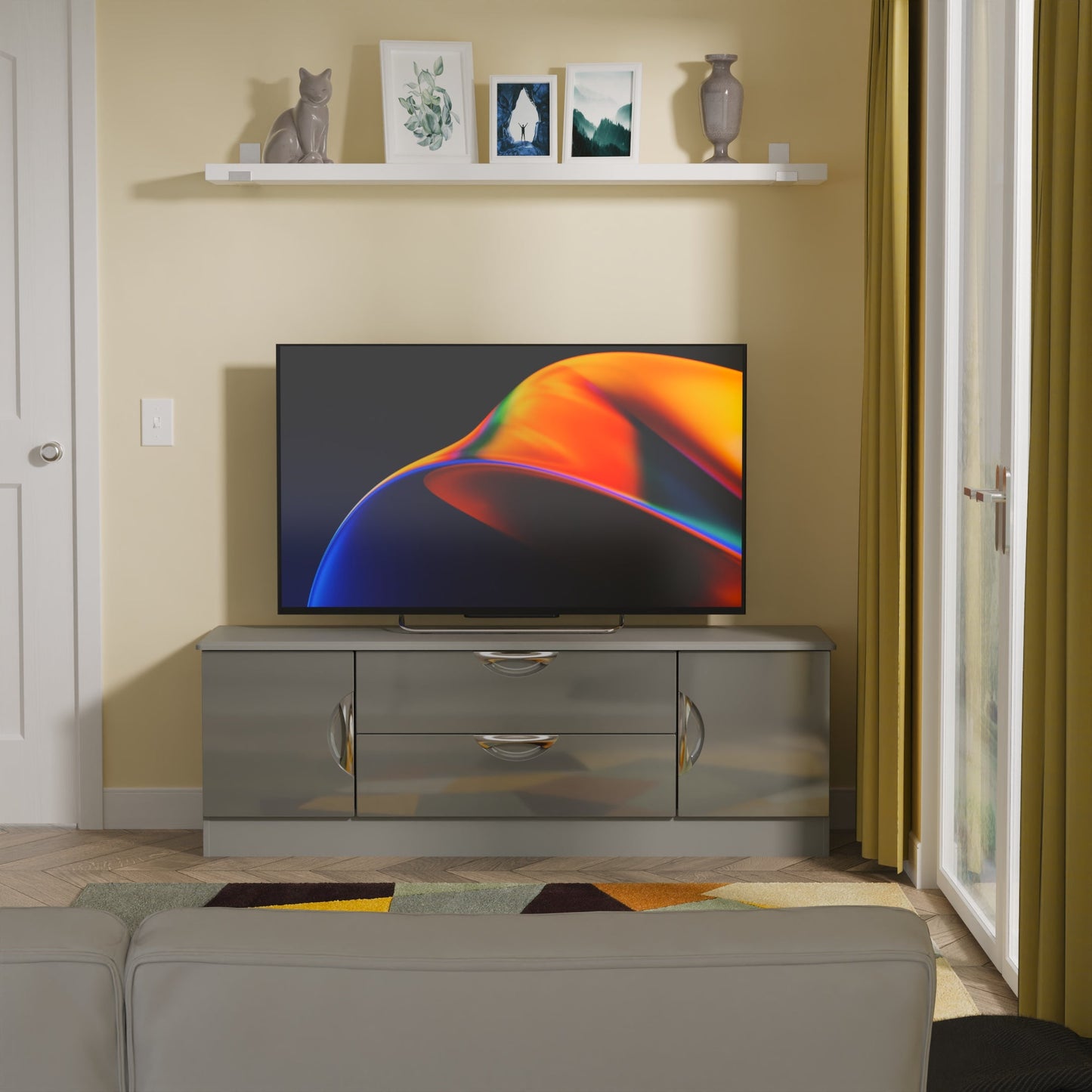 Camden TV Unit Grey 2 Drawers 2 Doors 146cm