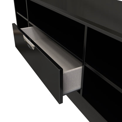 Camden TV Unit Black 5 Shelves 1 Drawer 146cm