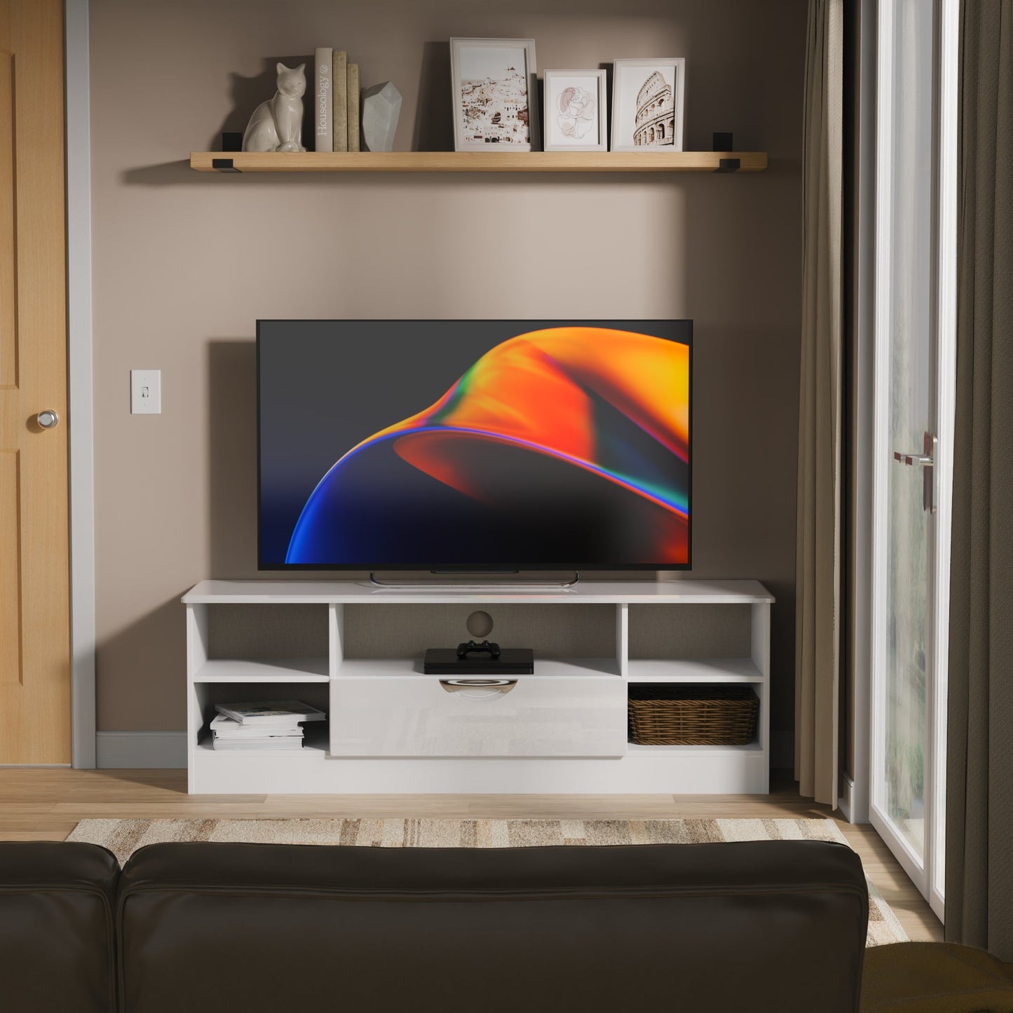 Camden Cupboard White 5 Shelves 1 Drawer 146cm