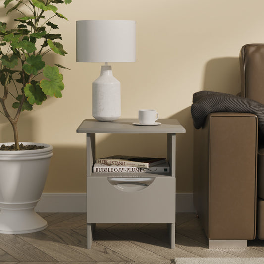 Camden Side Table Grey 1 Shelf 1 Drawer 50cm