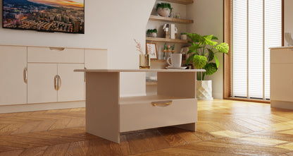 Camden Coffee Table Off-White 1 Shelf 1 Drawer 93cm
