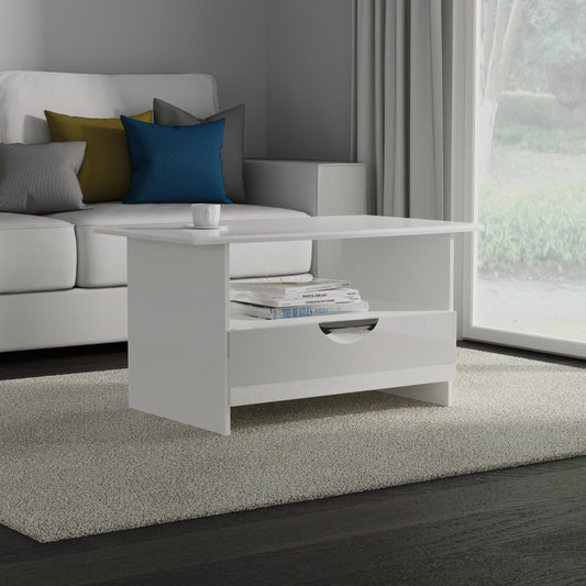 Camden Coffee Table White 1 Shelf 1 Drawer 93cm