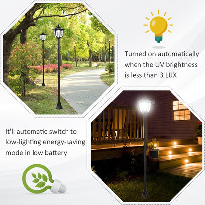 Outdoor Garden Solar Post Lamp Sensor Light LED Lantern Bollard Pathway Torch Light 1.77m Tall
