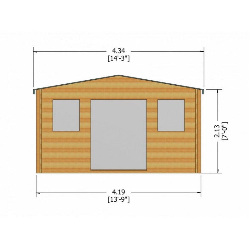 Shire Shire Clipstone 13' 8" x 9' 9" Apex Log Cabin - Premium 28mm Cladding Tongue & Groove