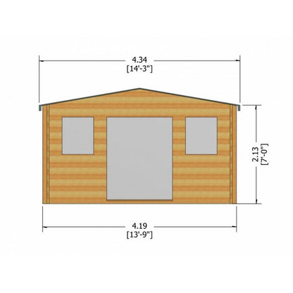 Shire Shire Clipstone 13' 8" x 9' 9" Apex Log Cabin - Premium 28mm Cladding Tongue & Groove