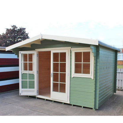 Shire Shire Clipstone 13' 8" x 9' 9" Apex Log Cabin - Premium 44mm Cladding Tongue & Groove