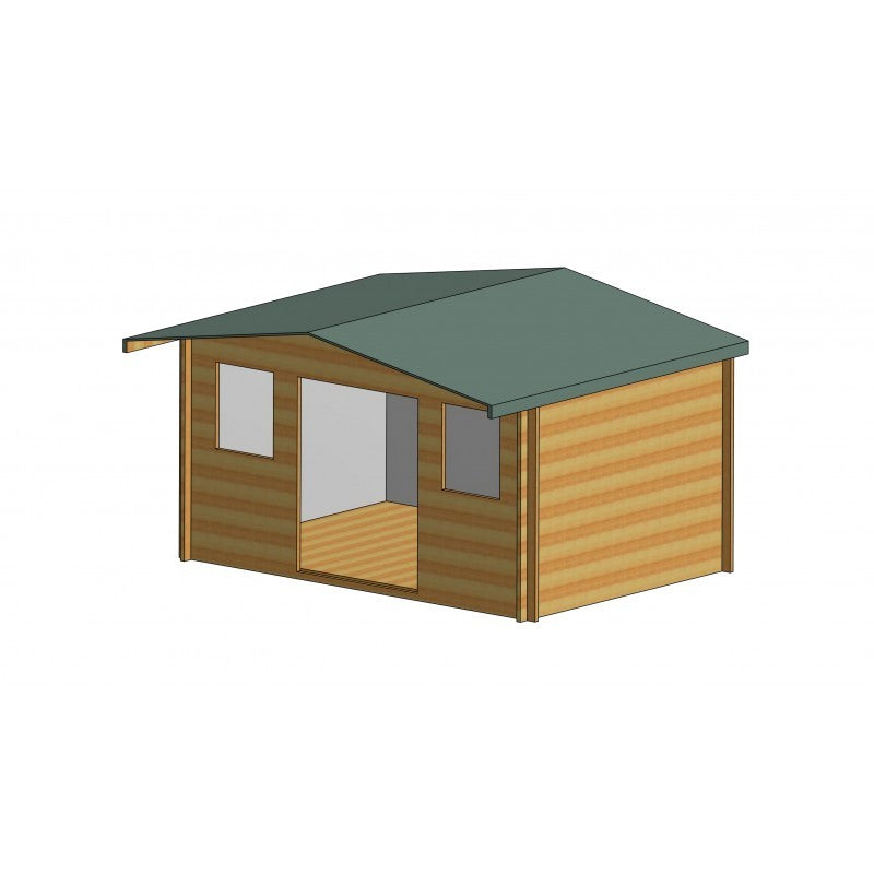 Shire Shire Clipstone 13' 8" x 9' 9" Apex Log Cabin - Premium 44mm Cladding Tongue & Groove