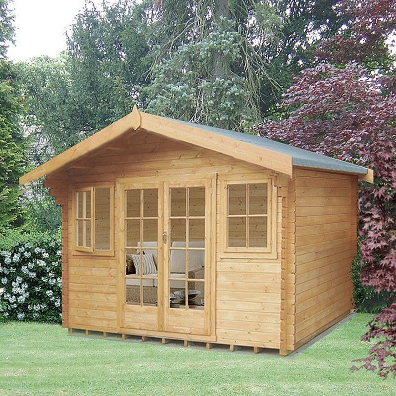 Shire Shire Clipstone 13' 8" x 13' 8" Apex Log Cabin - Premium 70mm Cladding Tongue & Groove
