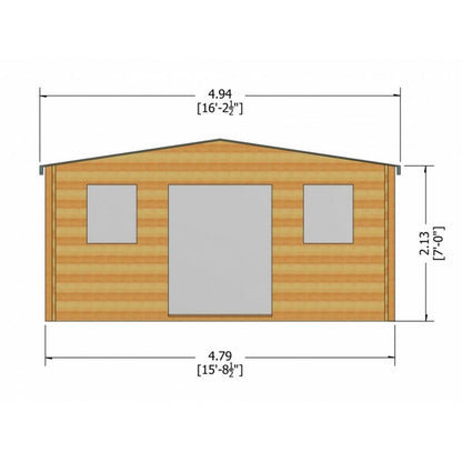 Shire Shire Clipstone 15' 8" x 9' 9" Apex Log Cabin - Premium 28mm Cladding Tongue & Groove