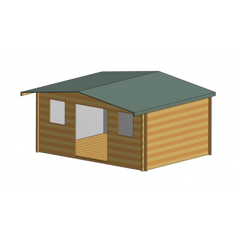 Shire Shire Clipstone 15' 6" x 11' 9" Apex Log Cabin - Premium 44mm Cladding Tongue & Groove