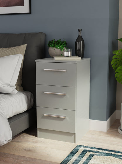 Contrast Bedside Table Grey 3 Drawers 70cm