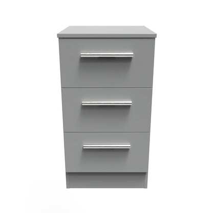 Contrast Bedside Table Grey 3 Drawers 70cm