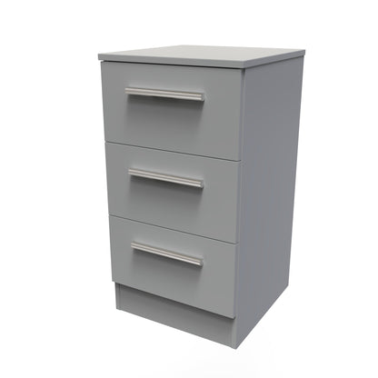 Contrast Bedside Table Grey 3 Drawers 70cm