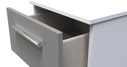 Contrast Bedside Table Grey & White 3 Drawers 70cm
