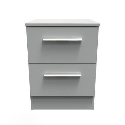 Contrast Bedside Table Grey 2 Drawers 51cm
